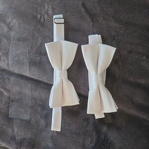 Set of 2 white bow ties for pets new